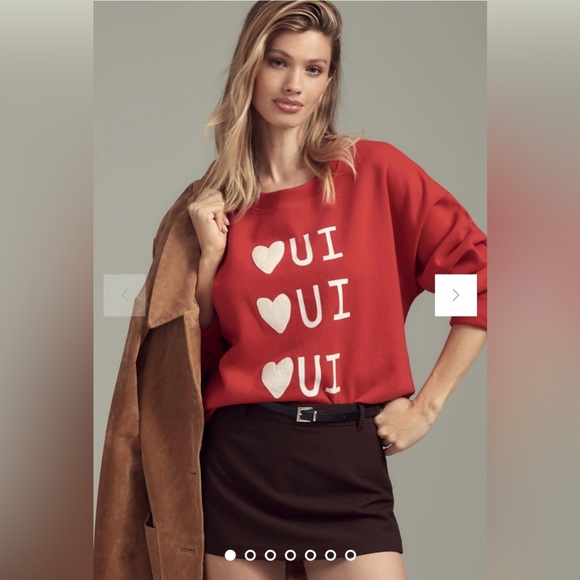 Rebecca Mayfield x Anthropologie Graphic Red Sweatshirt Size L. New with tags.